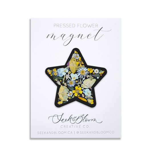 Star, Pressed Flower Art, 3" Magnet