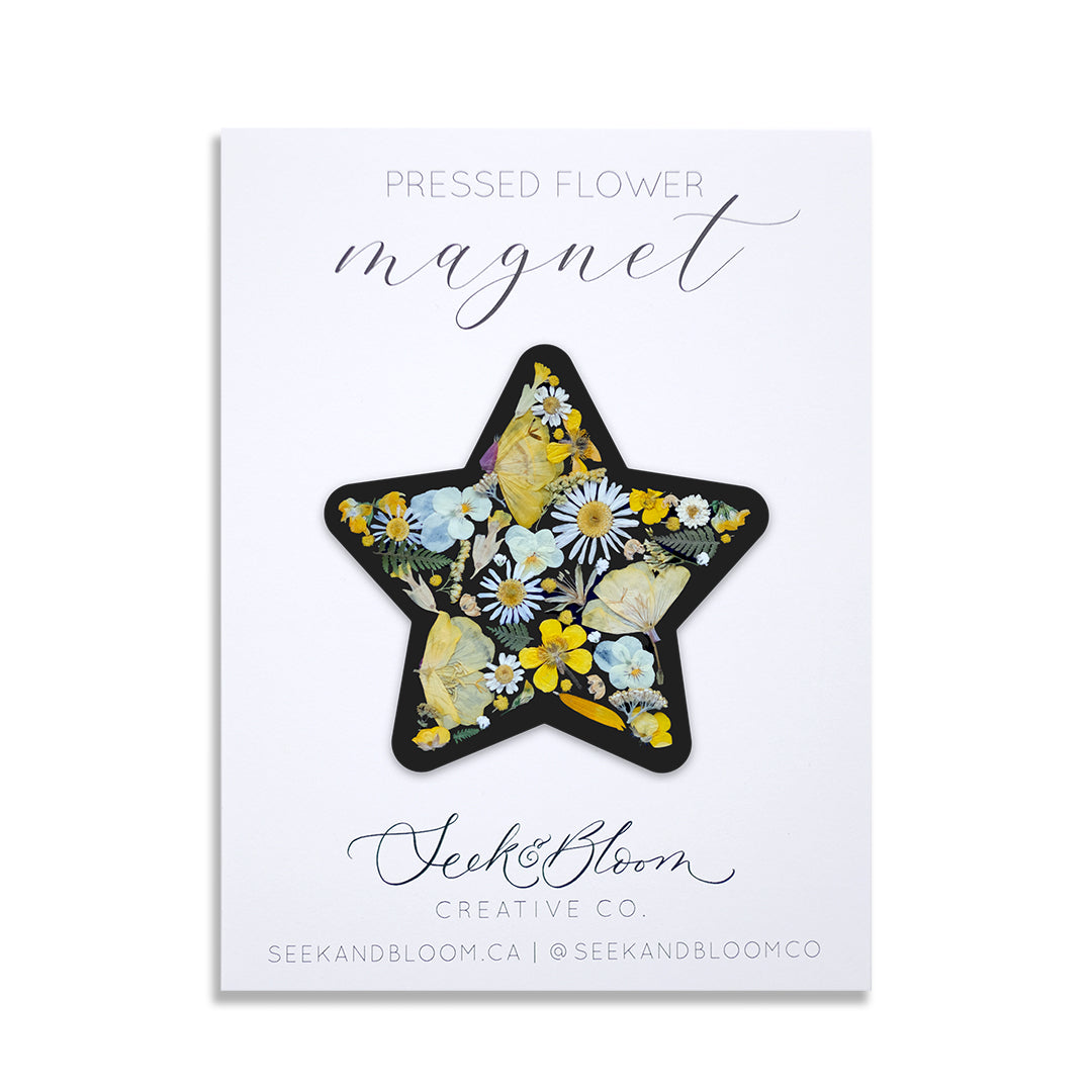 Star, Pressed Flower Art, 3" Magnet