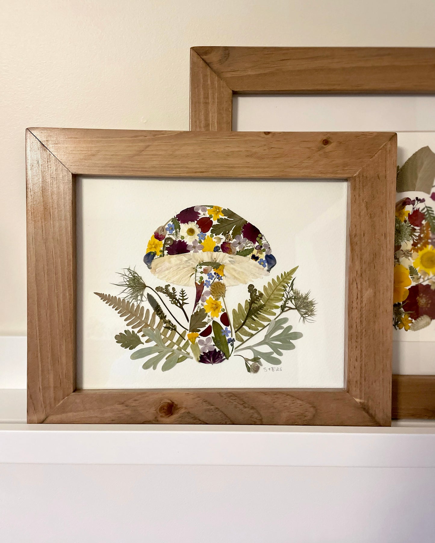 Mushroom - Original Pressed Flower Artwork Framed