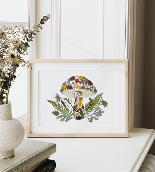 Mushroom - Pressed Flower Art Print