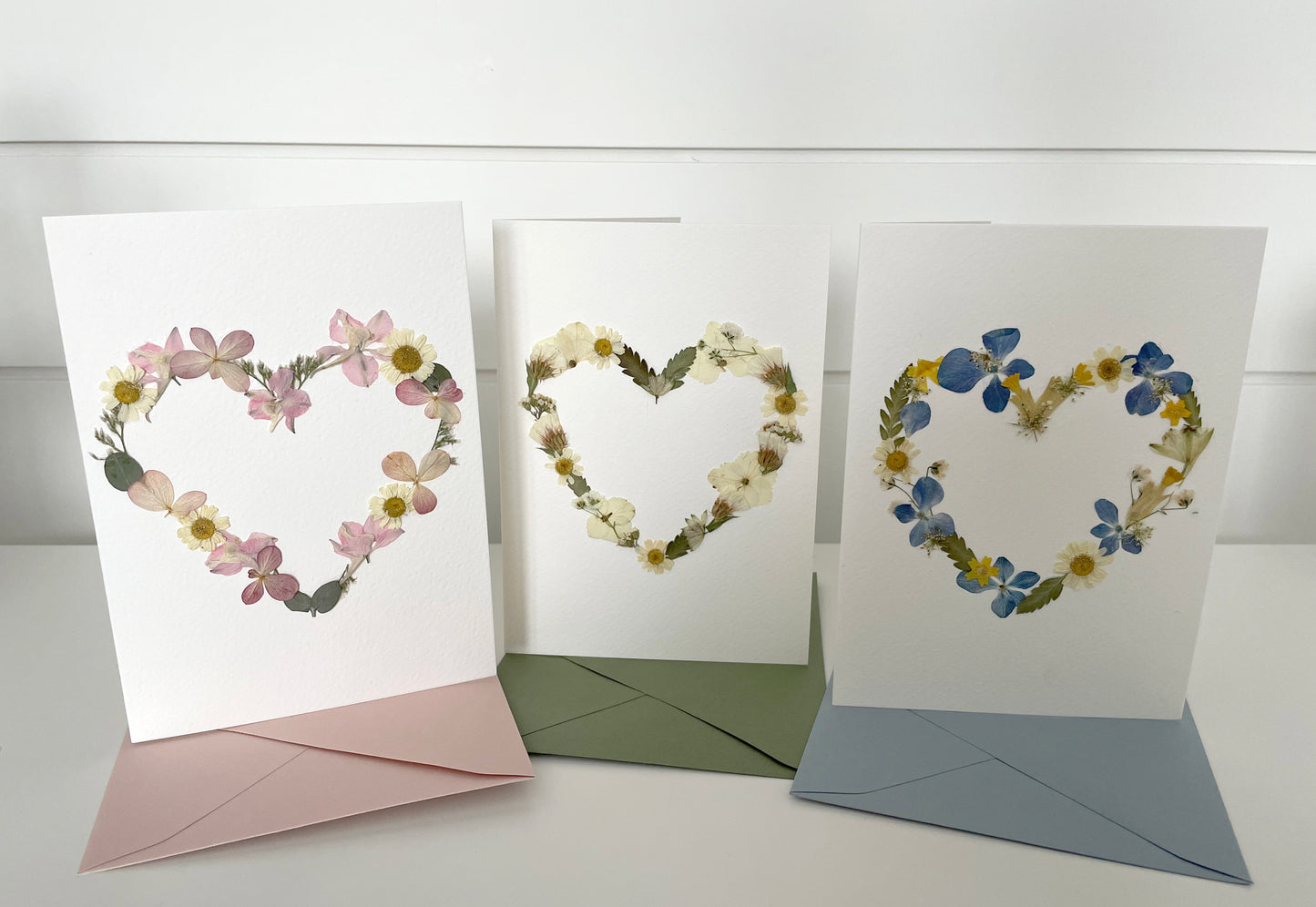 Flower Heart Cards - Real Pressed Flowers
