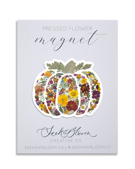 Pumpkin, Pressed Flower Art Magnet