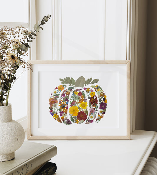 Pumpkin - Pressed Flower Art Print