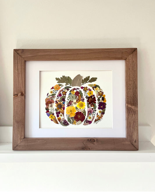 Pumpkin - Original Pressed Flower Artwork Framed