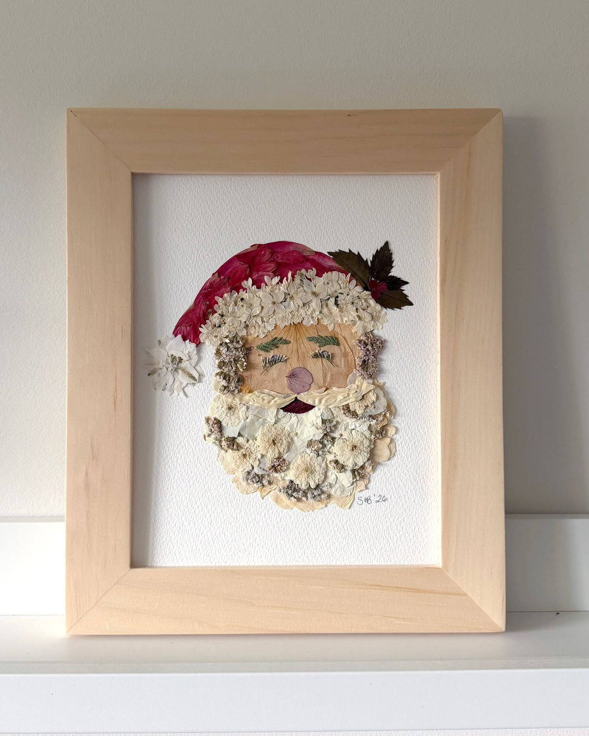 Santa - Original Pressed Flower Artwork Framed