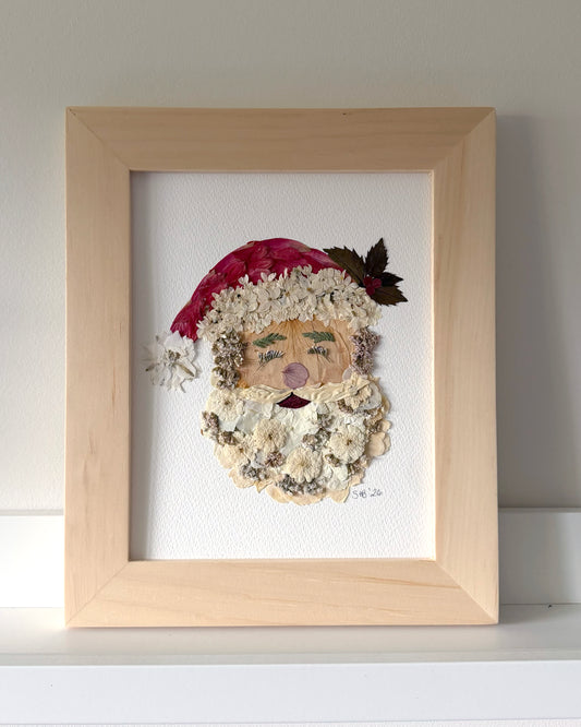 Santa - Original Pressed Flower Artwork Framed