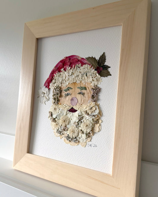 Santa - Original Pressed Flower Artwork Framed