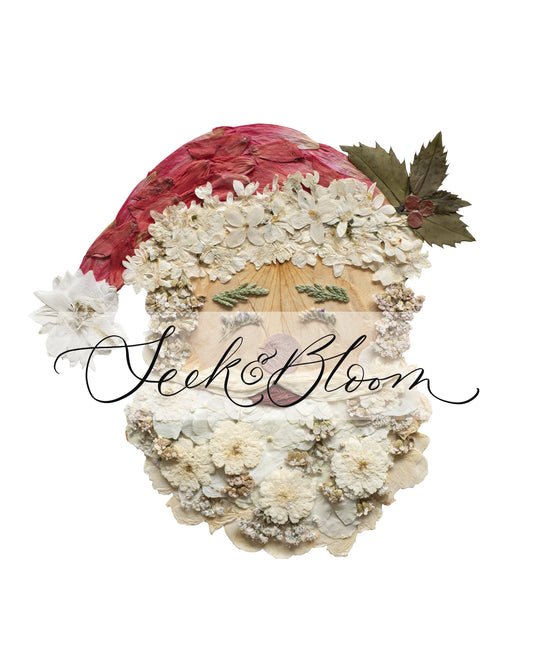 Santa, Pressed Flower Art Print