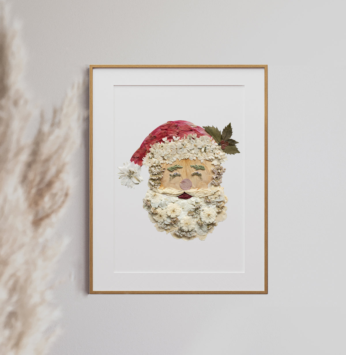 Santa, Pressed Flower Art Print