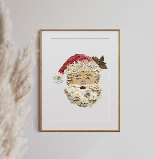 Santa, Pressed Flower Art Print
