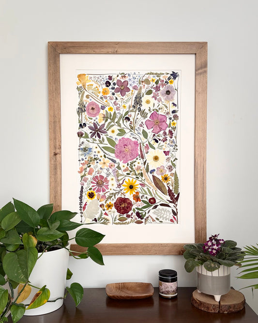 Seasons Collage- Original Pressed Flower Artwork Framed