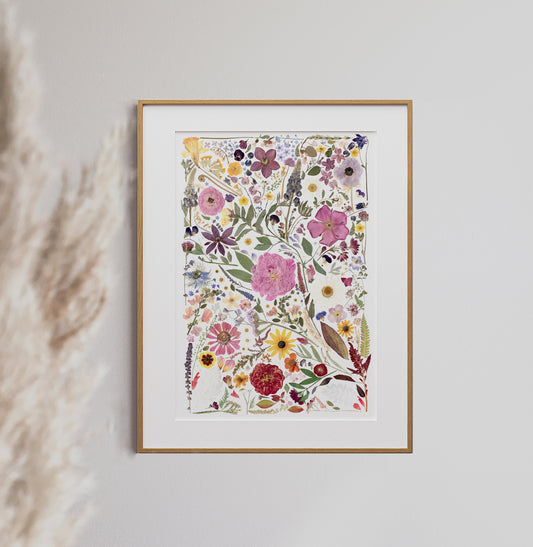 Seasons Collage, Pressed Flower Art Print