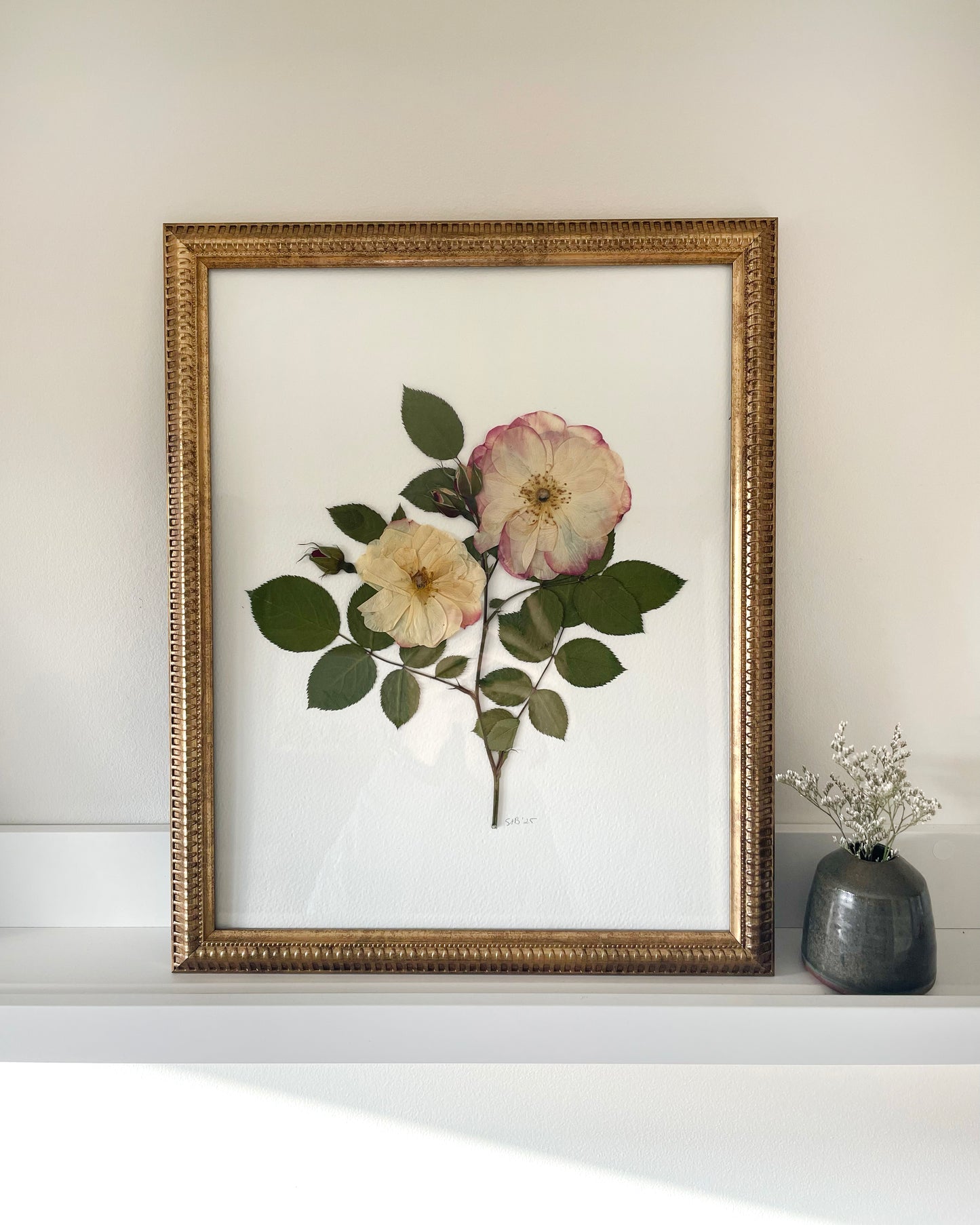 Vintage Single Stem Garden Rose - Original Artwork
