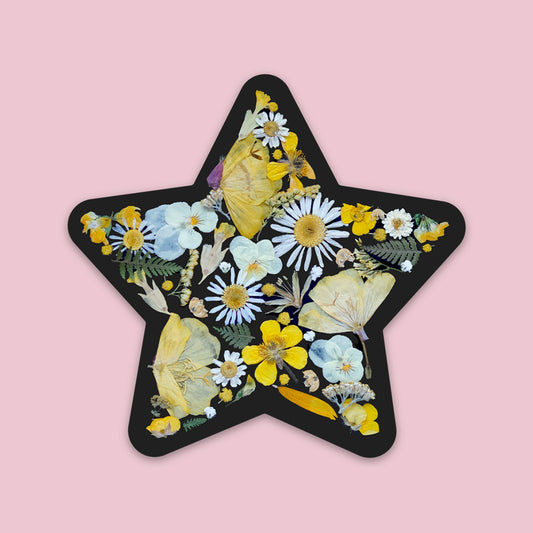 Star Pressed Flowers, Sticker 3"