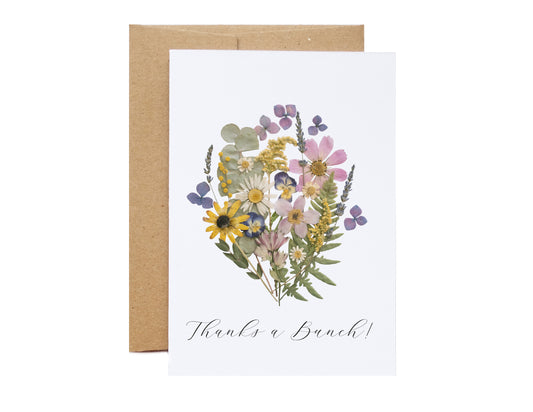 Thanks A Bunch, Pressed Flower Bouquet, Large Card