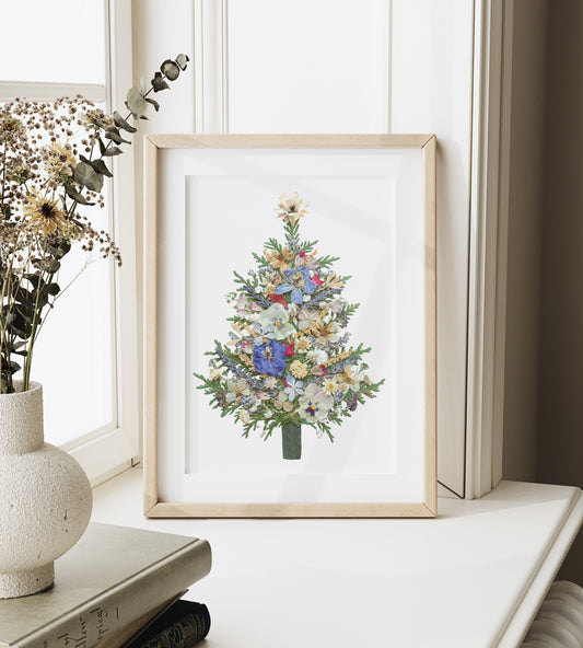 Christmas Tree, Pressed Flower Art Print