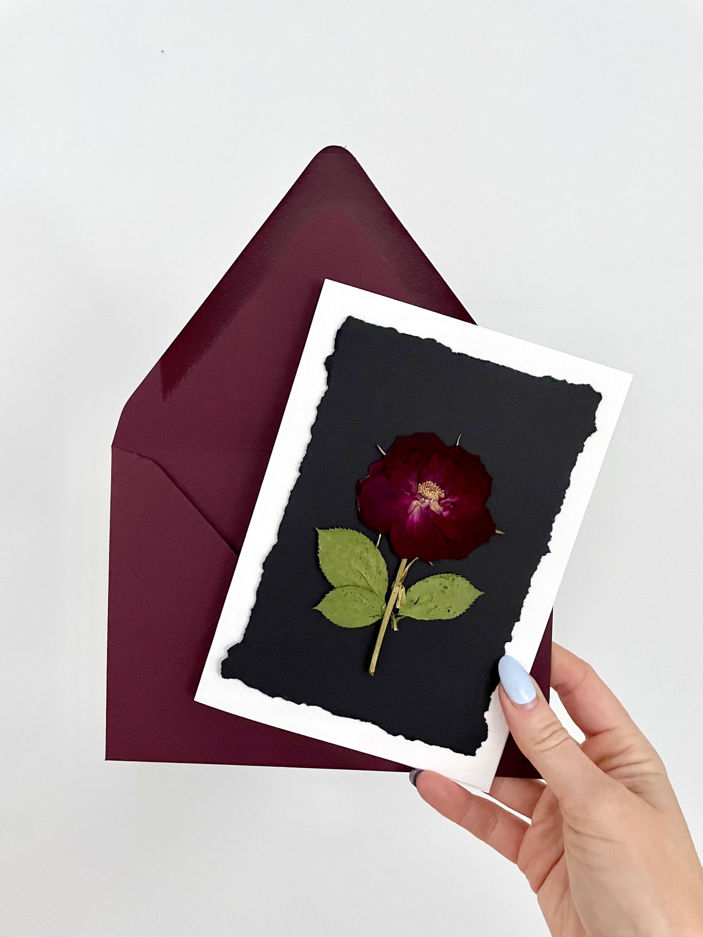 Forever Rose Valentine's Day Cards, Assortment of Handcrafted Cards with Real Pressed Mini Roses