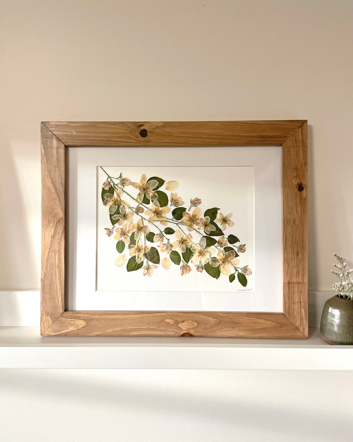 Apple Blossom Memory - Original Pressed Flower Artwork Framed