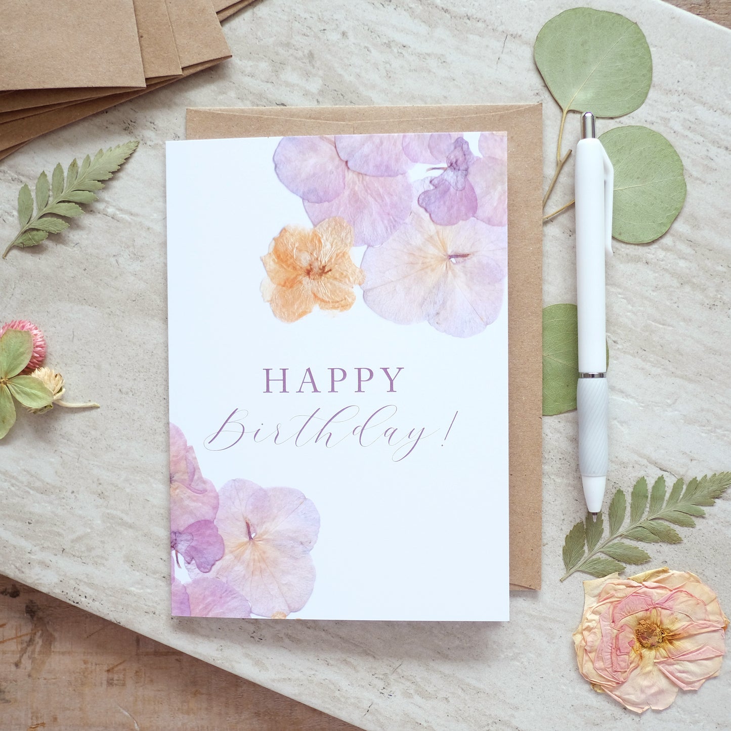 Happy Birthday Antique Purple Pansy, Large Card
