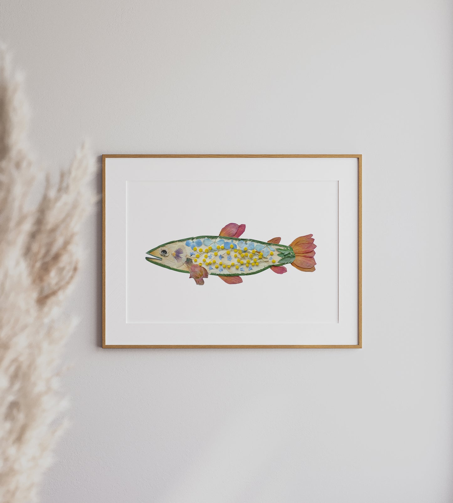 Fish Trout, Pressed Flower 8x10 Art Print