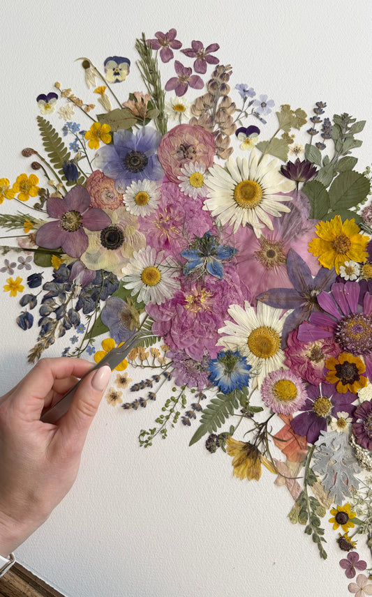 Seasons Bouquet - Original Pressed Flower Artwork Framed