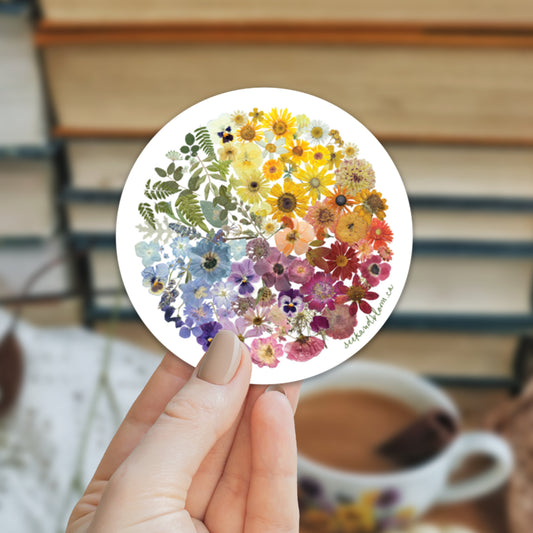 Floral Art Colour Wheel, Sticker 3"