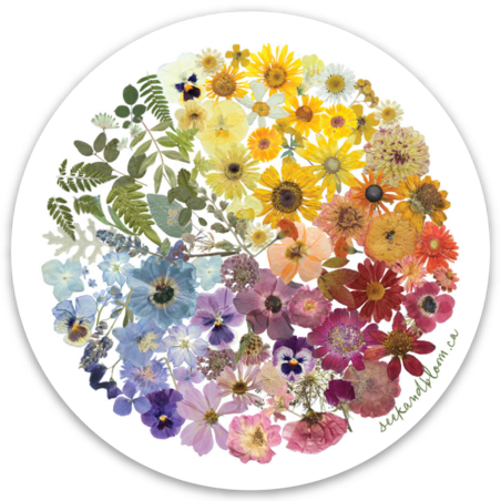 Floral Art Colour Wheel, Sticker 3"