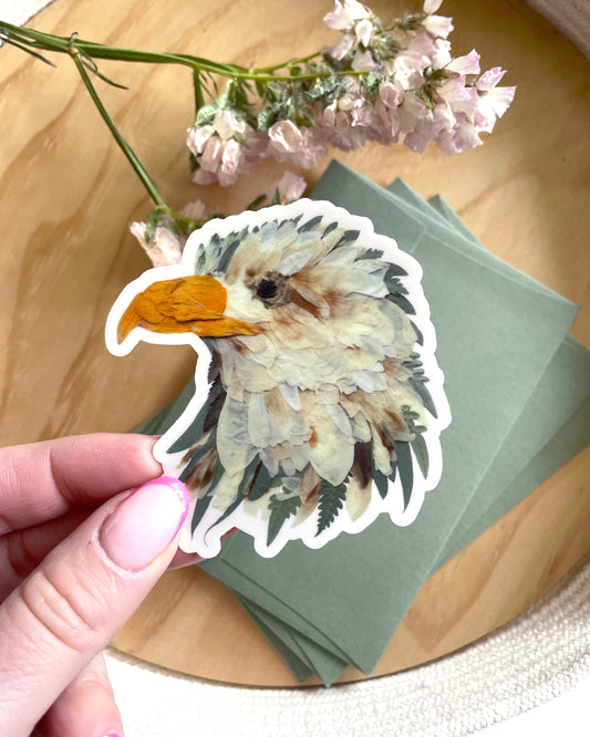Eagle Pressed Flowers, Sticker 3"