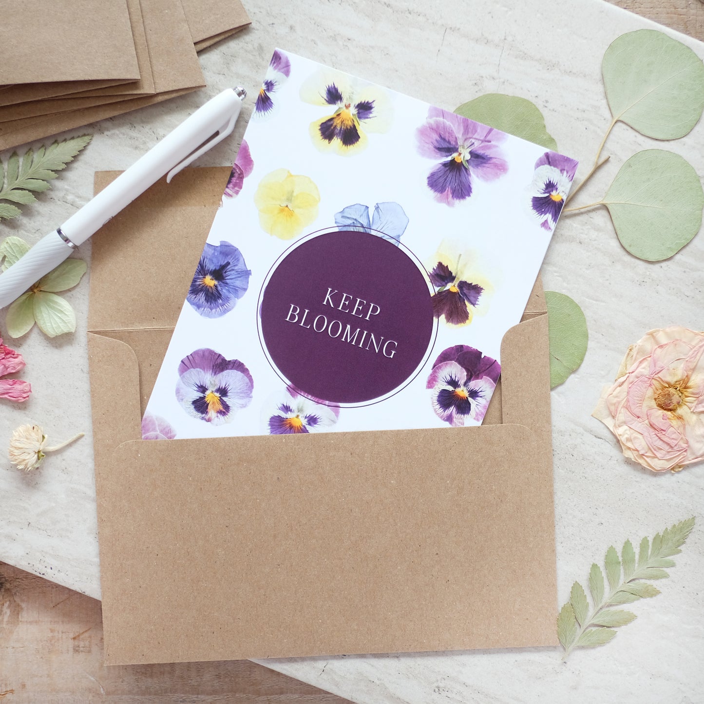 Keep Blooming Pansies, Everyday Encouragement Card