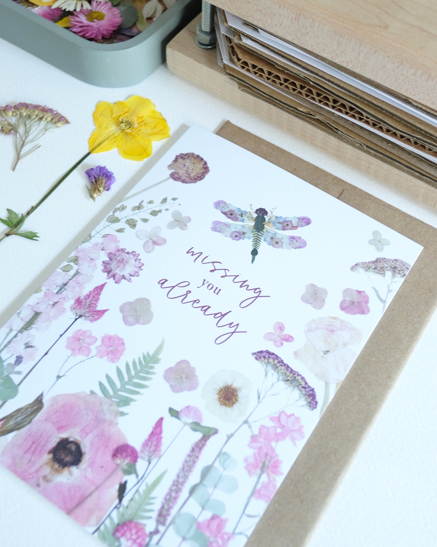 Missing You Already, Dragonfly Garden, Large Card