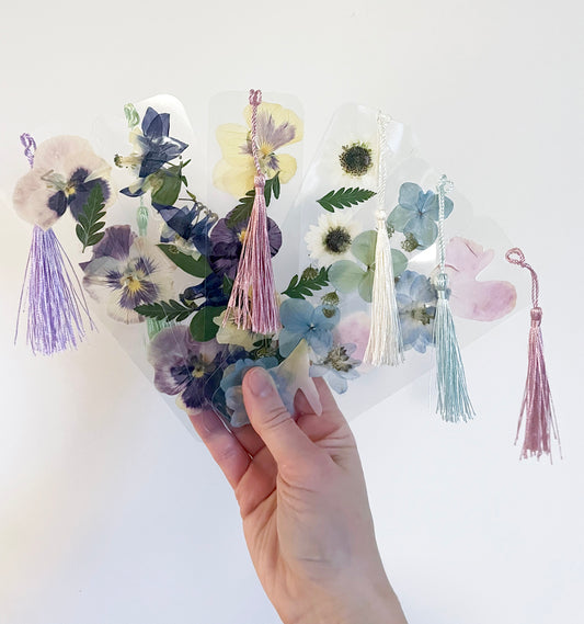Clear Laminate Pressed Flower Bookmarks, Handmade