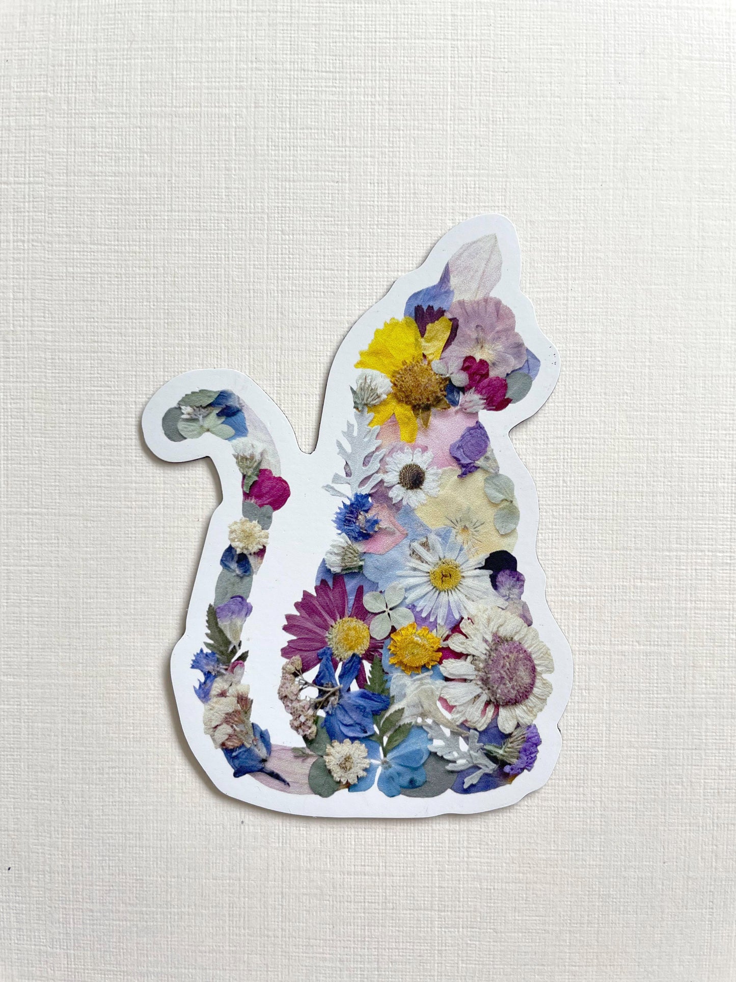 Cat pressed flower art magnet