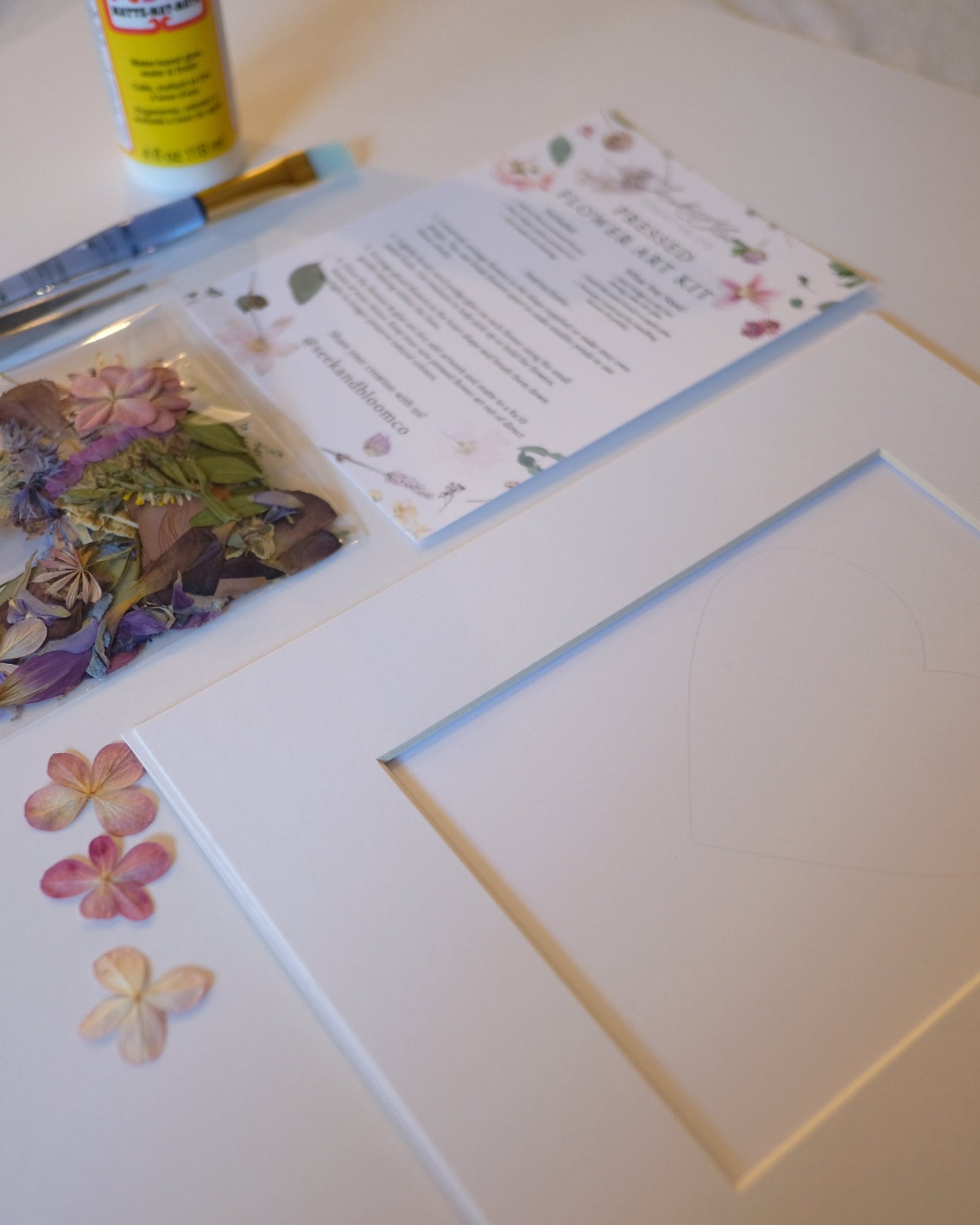 pressed flower diy kit, flower heart, make my own pressed flower art.