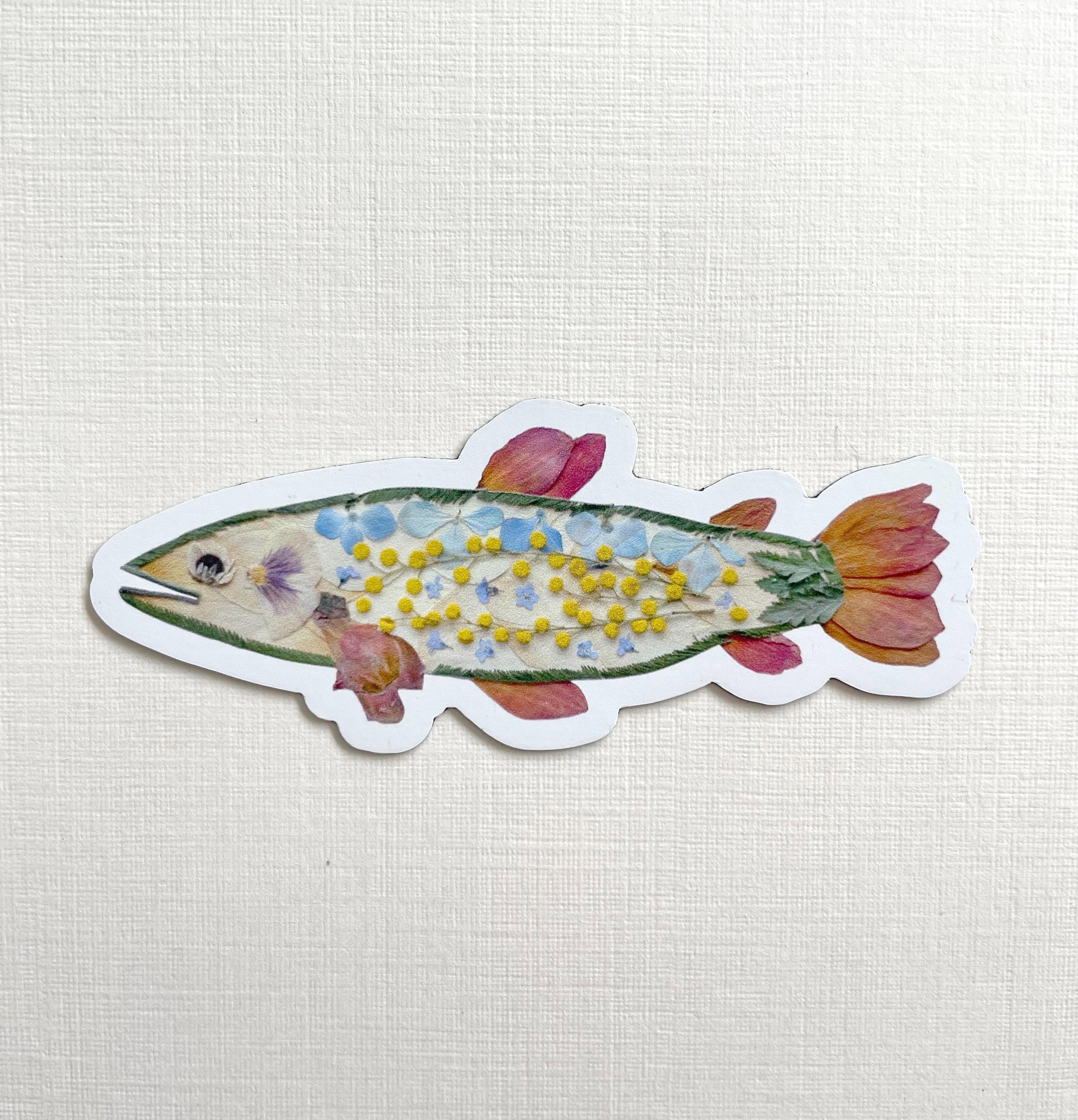 pressed flower fish magnet