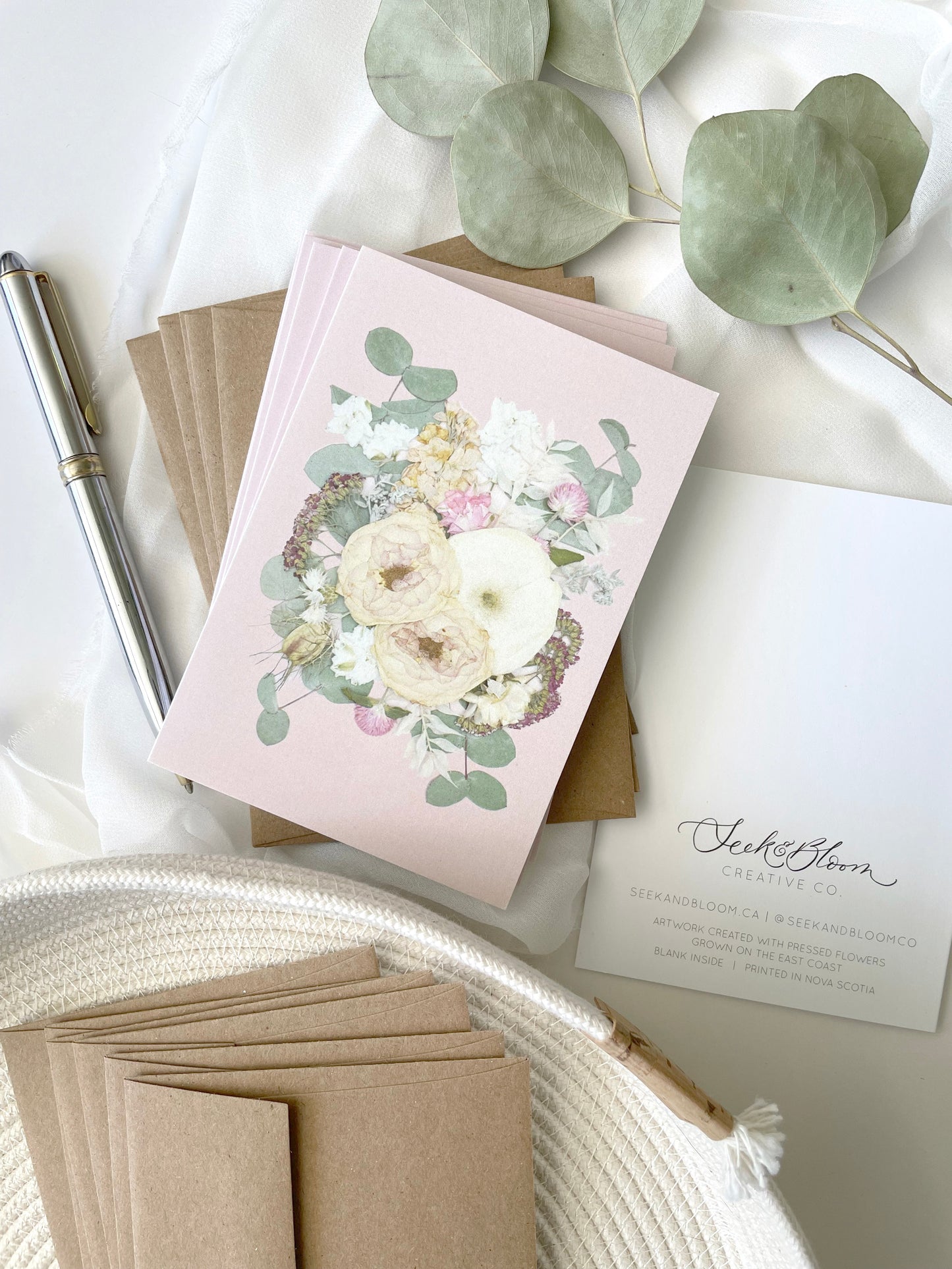Elegant Floral Bouquet Pink, Note Card Set