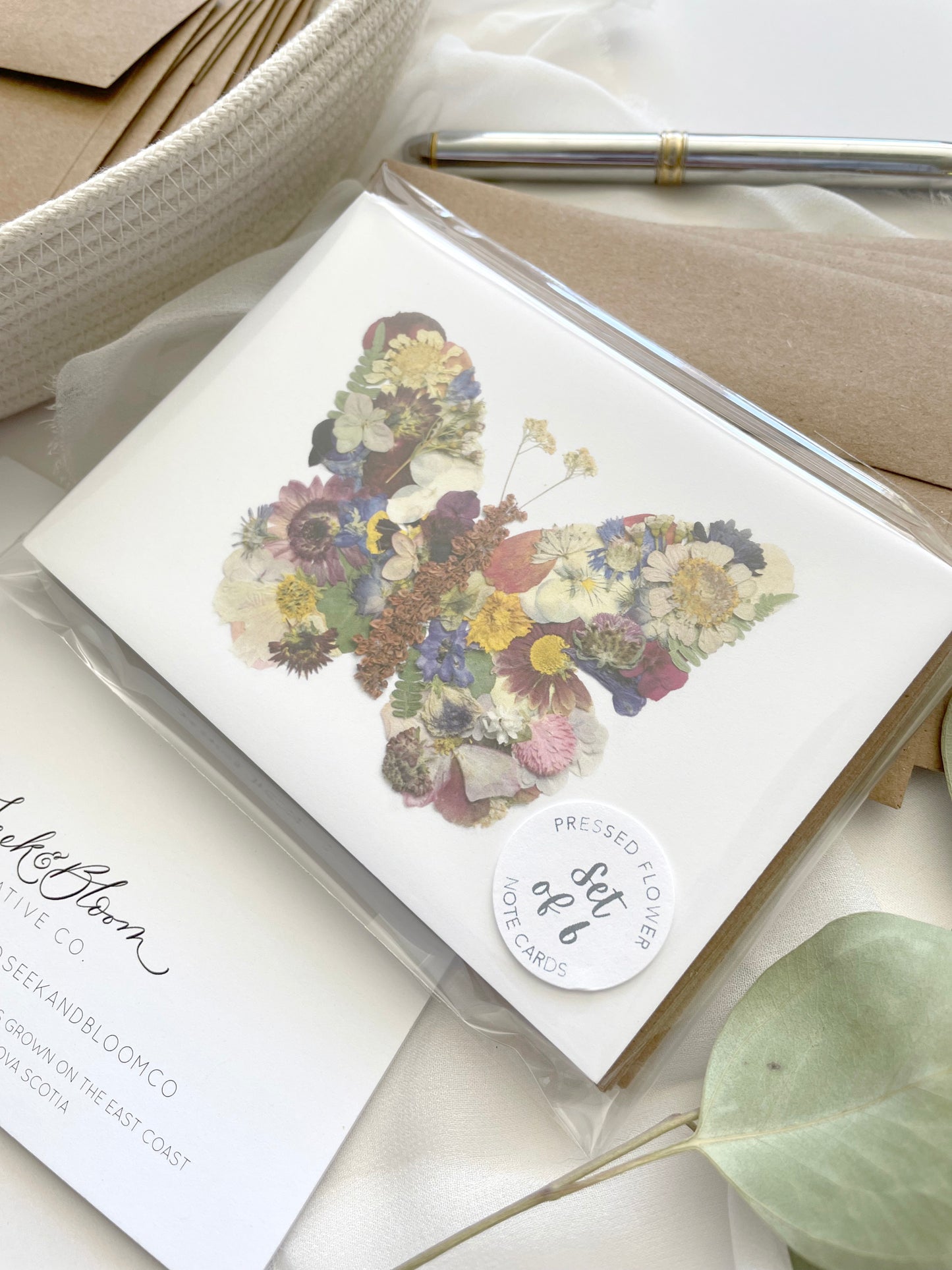 Butterfly Pressed Flower, Note Card Set