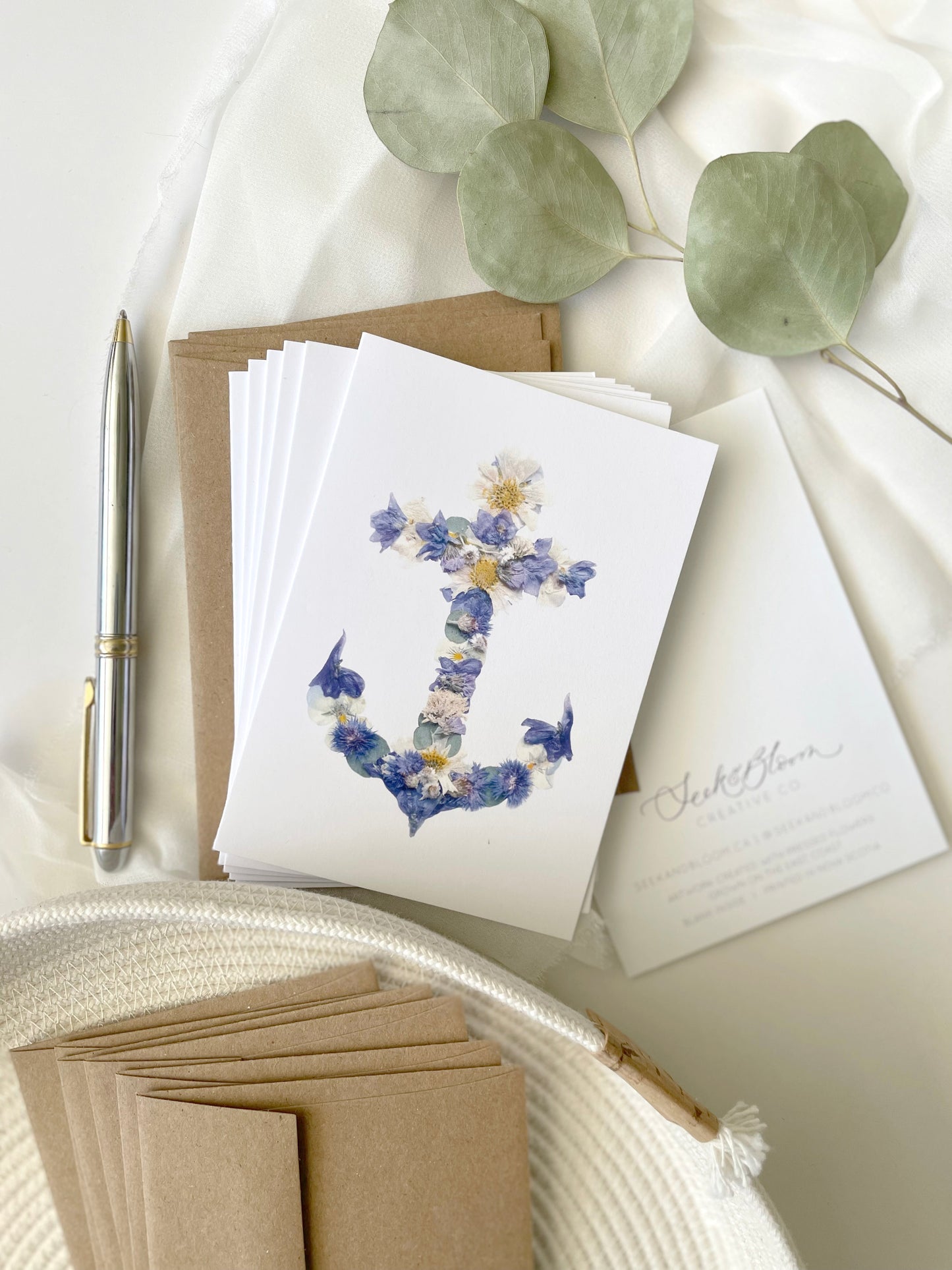 Anchor Pressed Flower, Note Card Set *Discontinued