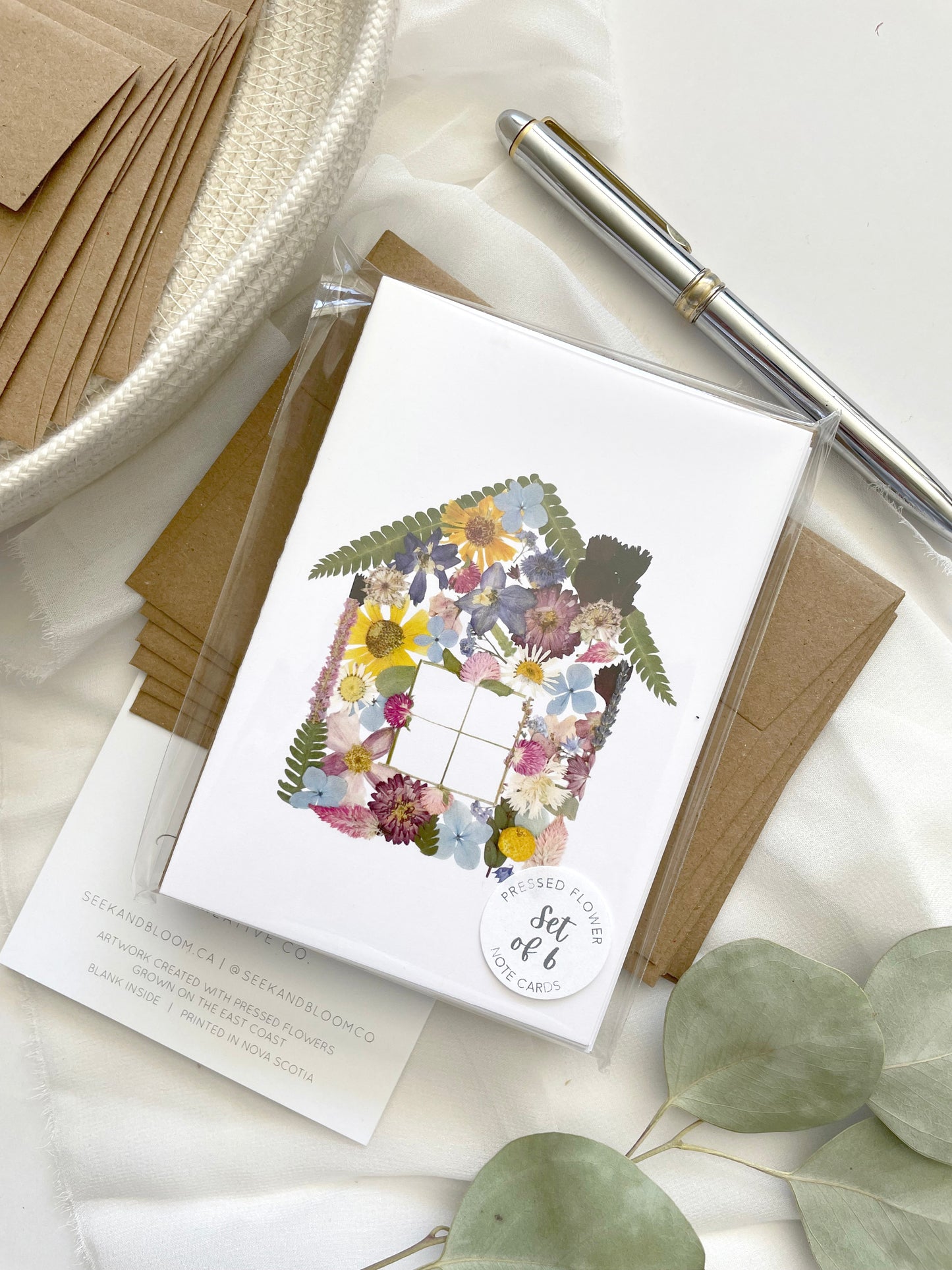 House Pressed Flower, Note Card Set