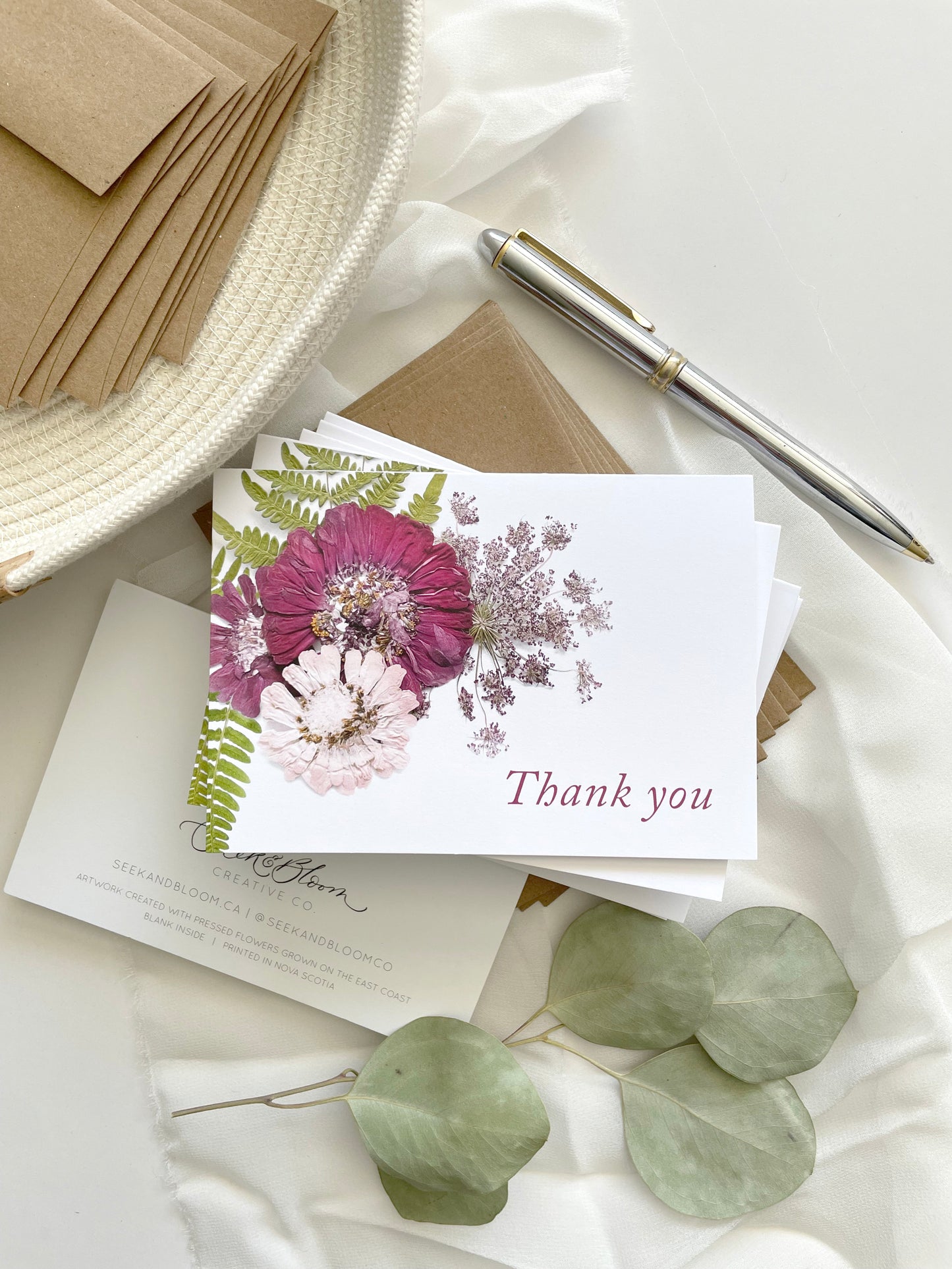 Thank You Natural Flower, Zinnia, Note Card Set