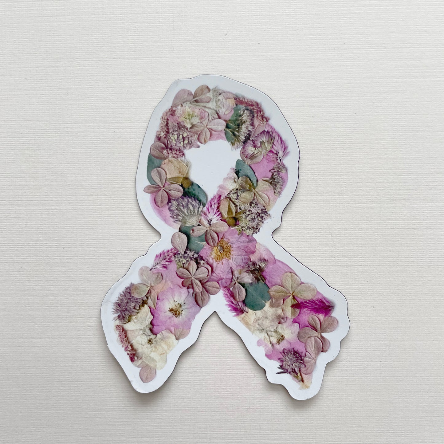 Pink Ribbon Pressed Flower, 3" Magnet *Discontinued