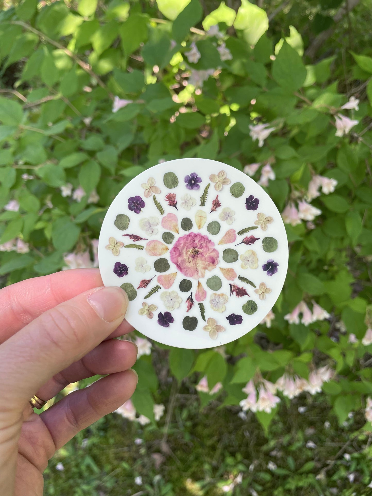 Mandala Pressed Flowers, Sticker 3"