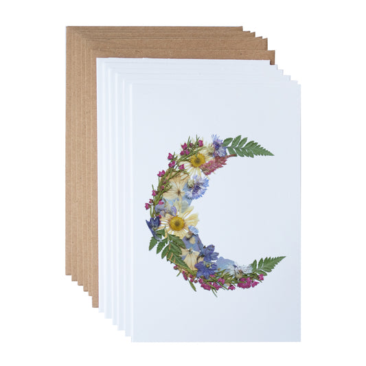 Moon, Pressed Flower Note Card Set