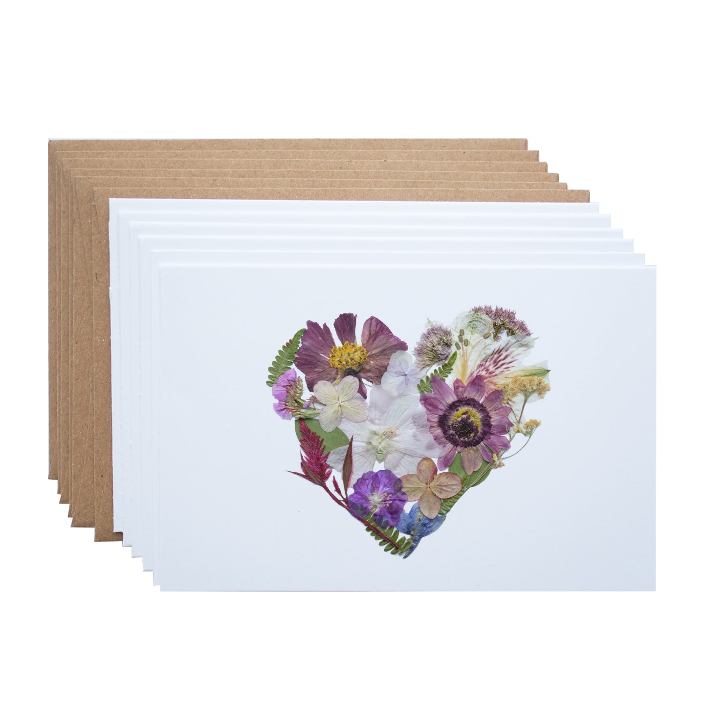 Heart, Pressed Flower, Note Card Set