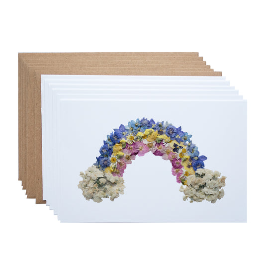 Rainbow, Pressed Flower Note Card Set