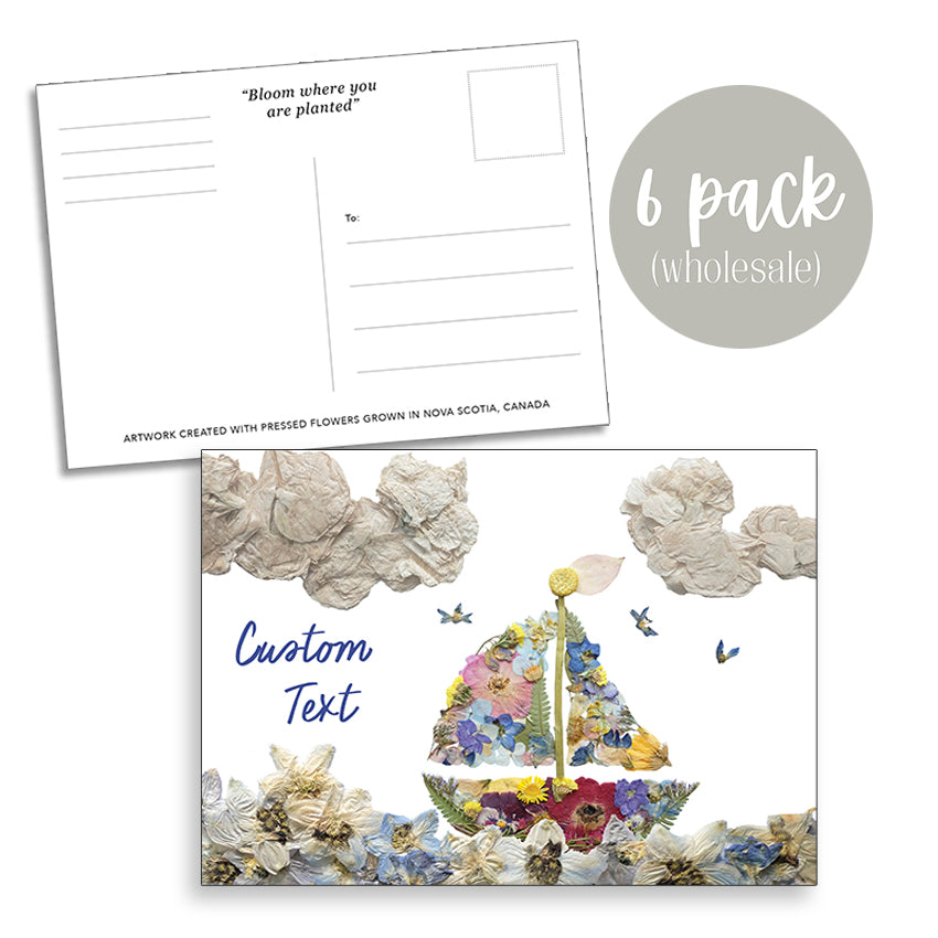 Post Card- 6 Pack Retail Set, Sailboat Custom Text