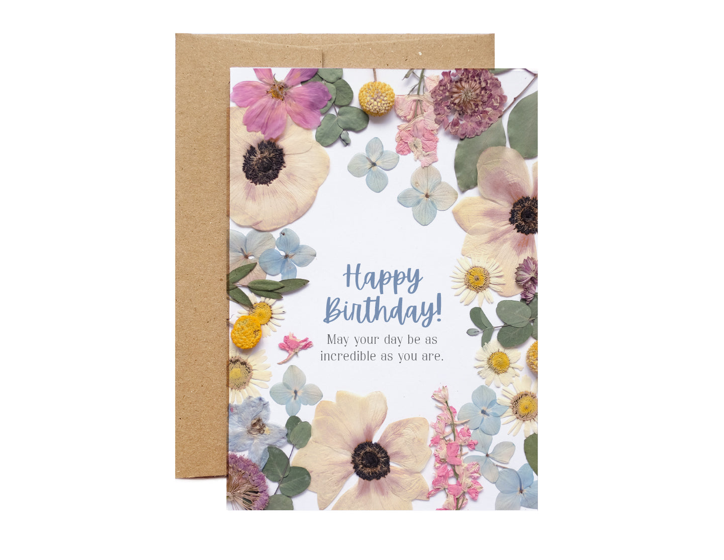 happy birthday, may your day be as incredible as you are. beautiful flower card 