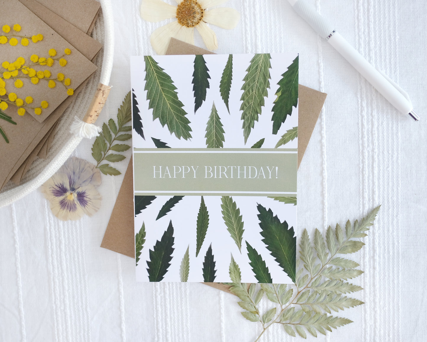Cannabis Leaf, Happy Birthday, Large Card