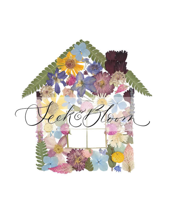 Home Sweet Home, Pressed Flower 8x10 Art Print