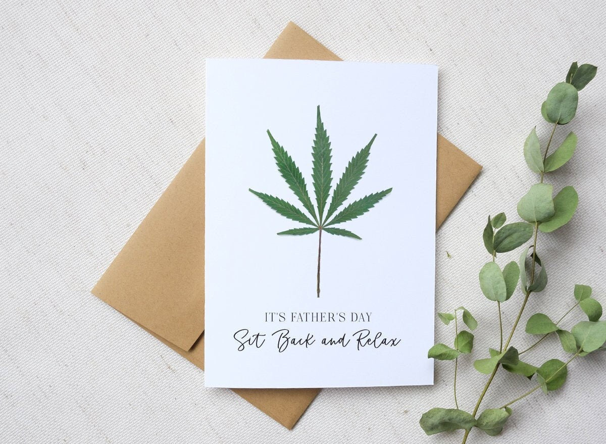 Father's Day, Sit Back and Relax, Cannabis Leaf, Large Card