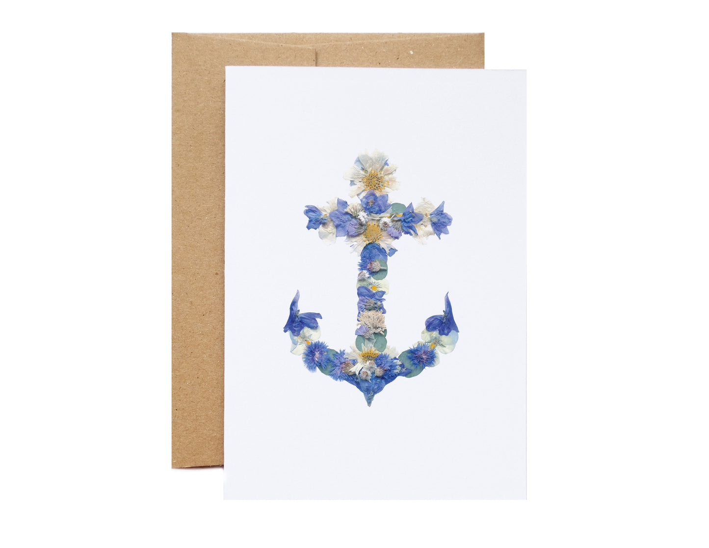 Anchor Pressed Flower Nautical Card
